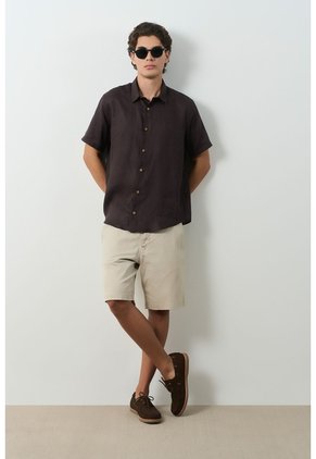 Camisa En Lino Manga Corta Siena Para Hombre Camisa En Lino Manga Corta Siena Para Hombre Cafe S VÉLEZ