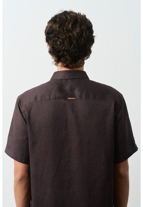 Camisa En Lino Manga Corta Siena Para Hombre Camisa En Lino Manga Corta Siena Para Hombre Cafe S VÉLEZ