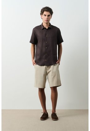 Camisa En Lino Manga Corta Siena Para Hombre Camisa En Lino Manga Corta Siena Para Hombre Cafe S VÉLEZ