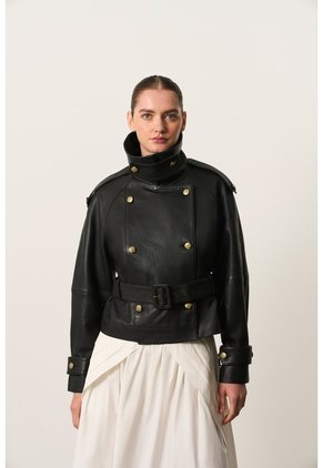 Chaqueta En Cuero Para Mujer Tavora Chaqueta En Cuero Para Mujer Tavora Negro L VÉLEZ