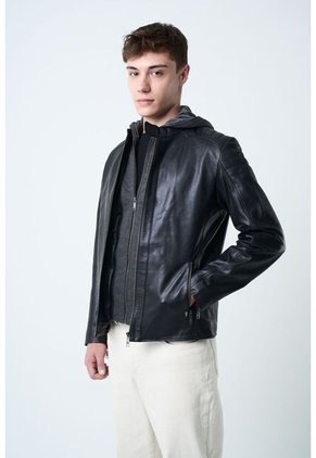 Chaqueta Belmont 2 De Cuero Liso Para Hombre Semi Ajustada Chaqueta Belmont 2 De Cuero Liso Para Hombre Semi Ajustada Negro L VÉLEZ