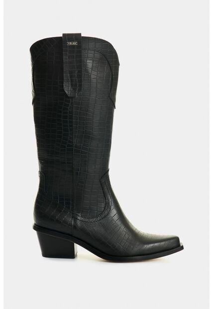 Botas De Cuero Grabado Para Mujer Gem Botas De Cuero Grabado Para Mujer Gem Negro 40 VÉLEZ