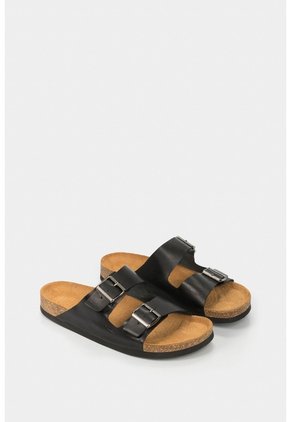 Sandalia Plana De Cuero Vintage Sandalia Plana De Cuero Vintage Negro 42 VÉLEZ
