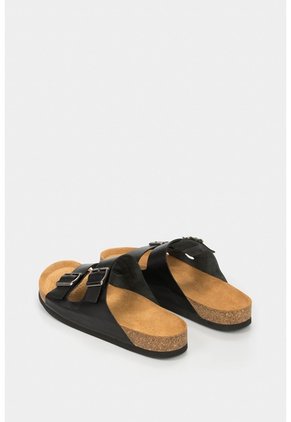 Sandalia Plana De Cuero Vintage Sandalia Plana De Cuero Vintage Negro 42 VÉLEZ