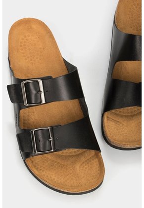 Sandalia Plana De Cuero Vintage Sandalia Plana De Cuero Vintage Negro 42 VÉLEZ