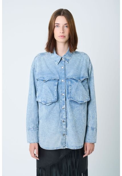 Camisa Perseus Para Mujer Oversized Camisa Perseus Para Mujer Oversized Azul Claro M Vélez