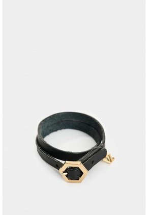 Manilla De Cuero Para Mujer Hexágono Manilla De Cuero Para Mujer Hexágono Negro VÉLEZ