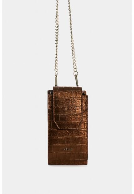 Porta Celular De Cuero Folia Para Mujer Serpia Porta Celular De Cuero Folia Para Mujer Serpia Bronce VÉLEZ