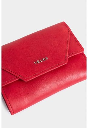 Billetera Taupe De Cuero Para Mujer Con Monedero Billetera Taupe De Cuero Para Mujer Con Monedero Rojo VÉLEZ