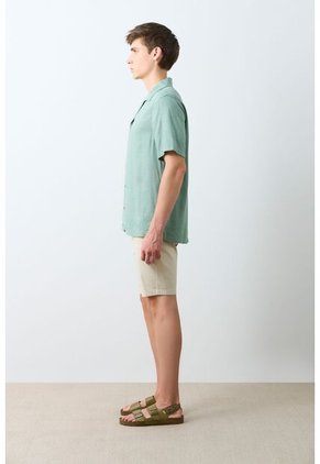 Camisa En Lino Turin Para Hombre Camisa En Lino Turin Para Hombre Agua Marina L VÉLEZ