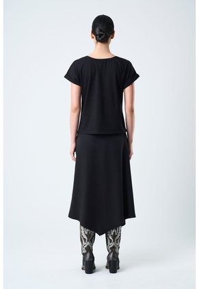 Camiseta Manga Corta Para Mujer Bolsillo Cuero Camiseta Manga Corta Para Mujer Bolsillo Cuero Negro L VÉLEZ