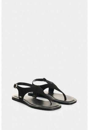 Sandalia Plana En Cuero Para Mujer Cienaga Sandalia Plana En Cuero Para Mujer Cienaga Negro 36 VÉLEZ