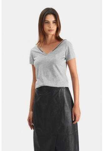 Camiseta Millare Para Mujer Manga Corta Gris Camiseta Millare Para Mujer Manga Corta Gris XS VÉLEZ Vélez