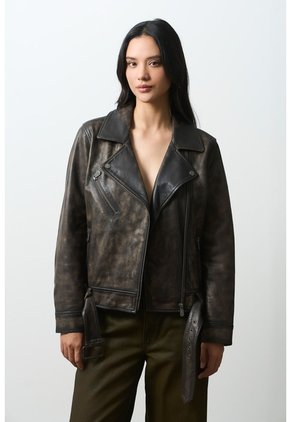 Chaqueta Biker De Cuero Para Mujer Efos Chaqueta Biker De Cuero Para Mujer Efos Cafe XL VÉLEZ