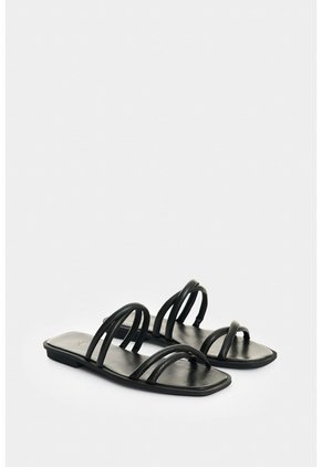 Sandalia Plana En Cuero Para Mujer Miski Sandalia Plana En Cuero Para Mujer Miski Negro 36 VÉLEZ