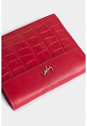 Billetera Golden De Cuero Para Mujer Grabado Billetera Golden De Cuero Para Mujer Grabado Rojo VÉLEZ