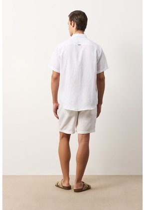 Camisa En Lino Manga Corta Siena Para Hombre Camisa En Lino Manga Corta Siena Para Hombre Blanco M VÉLEZ