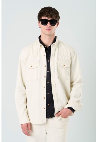 Sobrecamisa Manga Larga Elon Para Hombre Semi Fitted Sobrecamisa Manga Larga Elon Para Hombre Semi Fitted Crema M VÉLEZ Vélez