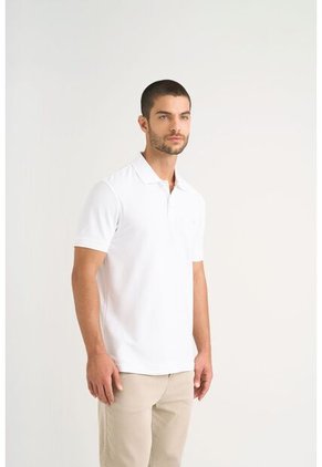 Polo Para Hombre Semi Fit Detalle Jacquard Polo Para Hombre Semi Fit Detalle Jacquard Blanco M VÉLEZ