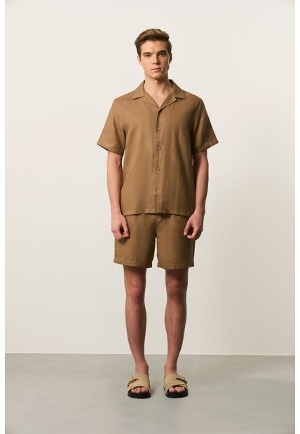 Camisa Manga Corta En Lino Para Hombre Málaga Camisa Manga Corta En Lino Para Hombre Málaga Tabaco S VÉLEZ