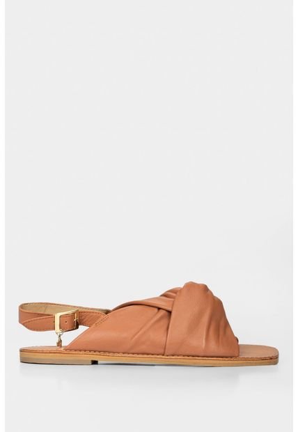 Sandalia Plana De Cuero Para Mujer Enlazado