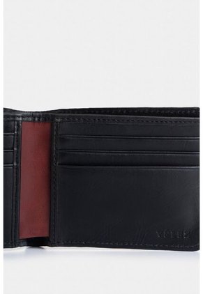 Billetera De Cuero Leather Contrastes Negro Billetera De Cuero Leather Contrastes Negro VÉLEZ