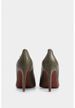 Tacones Cerrados De Cuero Liso Tacones Cerrados De Cuero Liso Verde 40 Vélez