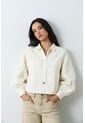Chaqueta Cropped Holgada Para Mujer Tritón Chaqueta Cropped Holgada Para Mujer Tritón Crema XL VÉLEZ de Vélez