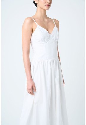 Vestido Midi Fugaz Para Mujer Silueta Globo Vestido Midi Fugaz Para Mujer Silueta Globo Blanco 12 VÉLEZ