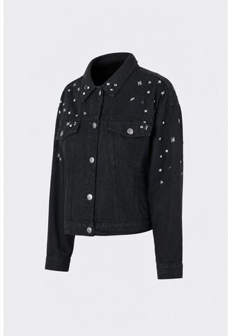 Chaqueta Black Para Mujer Silueta Trucker Chaqueta Black Para Mujer Silueta Trucker Negro M VÉLEZ Vélez