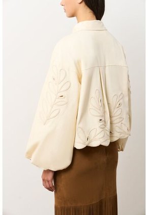 Chaqueta En Dril Para Mujer Runas Chaqueta En Dril Para Mujer Runas Crema L VÉLEZ