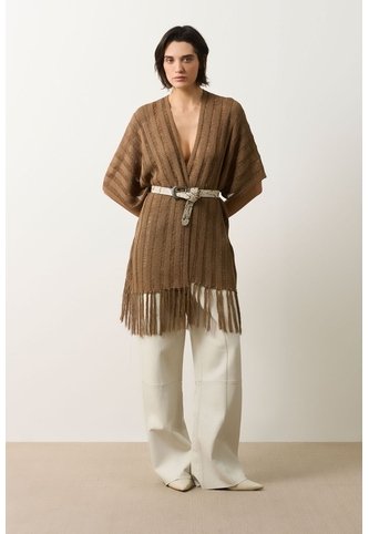 Cárdigan Tipo Poncho Tejido Para Mujer Quena Cárdigan Tipo Poncho Tejido Para Mujer Quena Miel S VÉLEZ Vélez