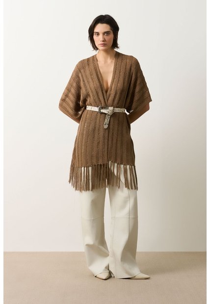 Cárdigan Tipo Poncho Tejido Para Mujer Quena Cárdigan Tipo Poncho Tejido Para Mujer Quena Miel S VÉLEZ