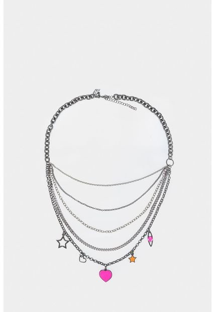 Collar Para Mujer En Cadenas Con Dijes Metálicos