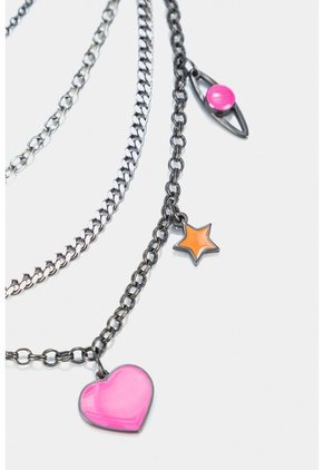 Collar Para Mujer En Cadenas Con Dijes Metálicos