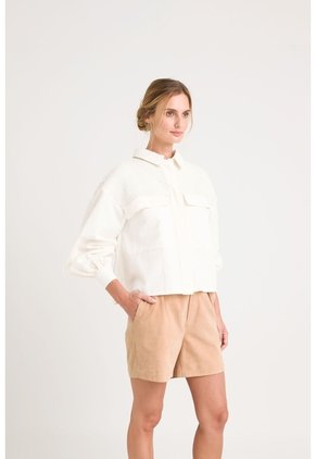 Chaqueta Oversized Iris En Lino Para Mujer Almilla Tejida Chaqueta Oversized Iris En Lino Para Mujer Almilla Tejida Crema S VÉLEZ