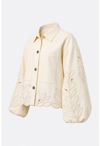 Chaqueta En Dril Para Mujer Runas Chaqueta En Dril Para Mujer Runas Crema L VÉLEZ Vélez