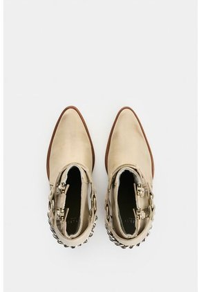 Botines De Cuero Craquelado Para Mujer Marine Botines De Cuero Craquelado Para Mujer Marine Crema 36 VÉLEZ