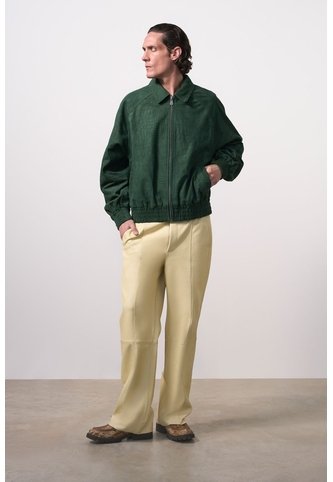 Chaqueta Bomber En Gamuza Croco Para Hombre Chaqueta Bomber En Gamuza Croco Para Hombre Verde Oliva L VÉLEZ Vélez
