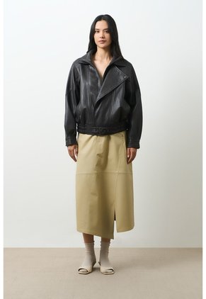 Chaqueta Bomber De Cuero Para Mujer Lumos Chaqueta Bomber De Cuero Para Mujer Lumos Cafe L VÉLEZ