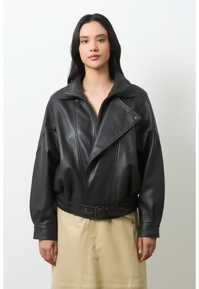 Chaqueta Bomber De Cuero Para Mujer Lumos Chaqueta Bomber De Cuero Para Mujer Lumos Cafe L VÉLEZ