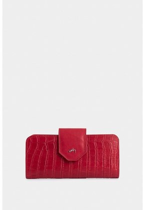 Billetera Porta Chequera Extravaganza De Cuero Para Mujer Grabado Billetera Porta Chequera Extravaganza De Cuero Para Mujer Grabado Rojo VÉLEZ