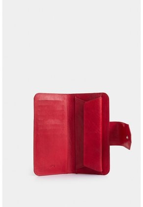 Billetera Porta Chequera Extravaganza De Cuero Para Mujer Grabado Billetera Porta Chequera Extravaganza De Cuero Para Mujer Grabado Rojo VÉLEZ