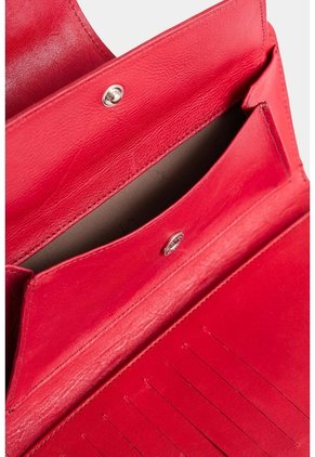 Billetera Porta Chequera Extravaganza De Cuero Para Mujer Grabado Billetera Porta Chequera Extravaganza De Cuero Para Mujer Grabado Rojo VÉLEZ