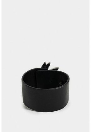 Manilla Saturno De Cuero Para Mujer Aplique Metálico Manilla Saturno De Cuero Para Mujer Aplique Metálico Negro Vélez