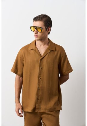 Camisa Manga Corta En Lino Para Hombre Málaga Camisa Manga Corta En Lino Para Hombre Málaga Cafe S VÉLEZ