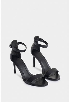 Sandalia Tacón Clavel De Cuero Para Mujer Amarre Al Tobillo Sandalia Tacón Clavel De Cuero Para Mujer Amarre Al Tobillo Negro 41 VÉLEZ
