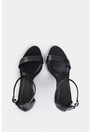 Sandalia Tacón Clavel De Cuero Para Mujer Amarre Al Tobillo Sandalia Tacón Clavel De Cuero Para Mujer Amarre Al Tobillo Negro 41 VÉLEZ
