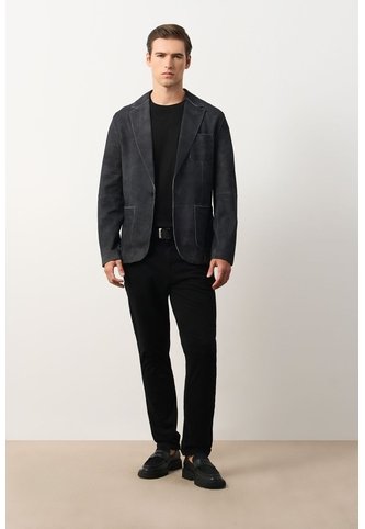 Blazer De Cuero Gamuzado Para Hombre Sole Blazer De Cuero Gamuzado Para Hombre Sole Negro S VÉLEZ Vélez