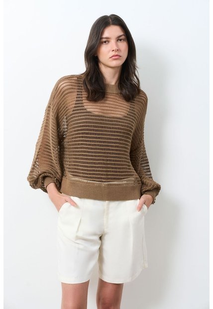 Sweater Tejido Taroa Para Mujer Semi Cropped Sweater Tejido Taroa Para Mujer Semi Cropped Miel L VÉLEZ